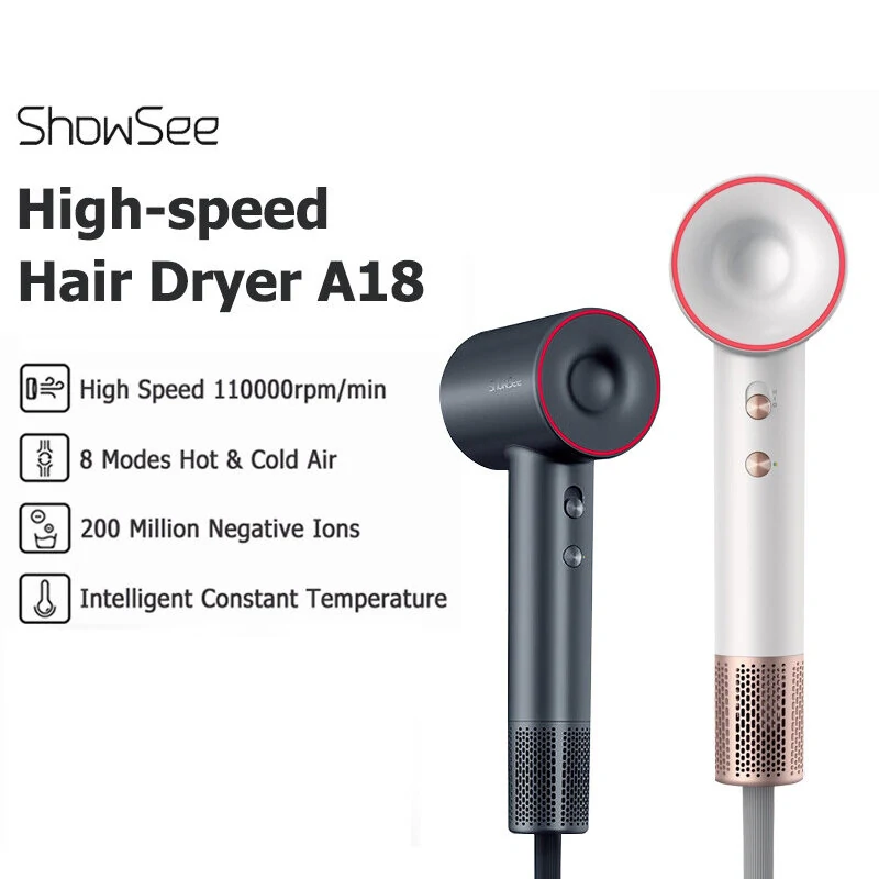 (image for) ShowSee A18 Professional Hair Dryer Negative Ions Anion Portable Hair Dryer High Speed Hairdryer 1600W Fast Drying 8 Modes From XIAOMI Ecosystem